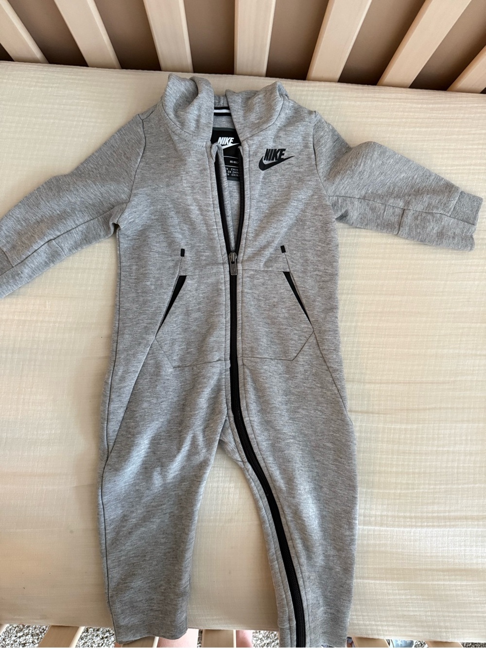 Nike Heather Gray Zip-Up Baby One-Piece w/ Hood- 18 months